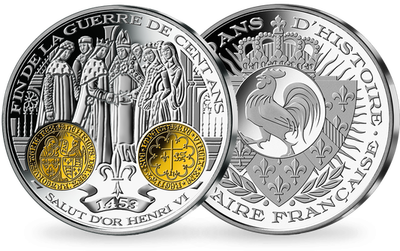 Frappe en argent pur 2000 ans d'histoire monétaire française: «Salut d'Or Henri VI 1453»